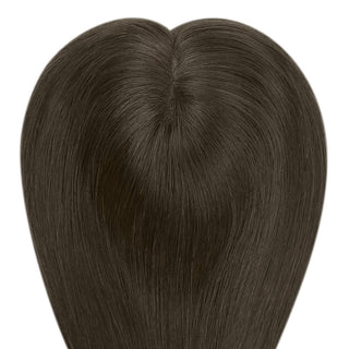 Full Shine Mono Human Hair Wig Toppers 6*7 Inch For Women Hair Loss Darkest Brown（#2）-6*7 Topper-Full Shine