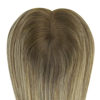 Full Shine Mono Virgin Virgin Human Hair Wig Toppers 6*7 Inch For Women Hair Loss (#4/4/27)-6*7 Topper-Full Shine