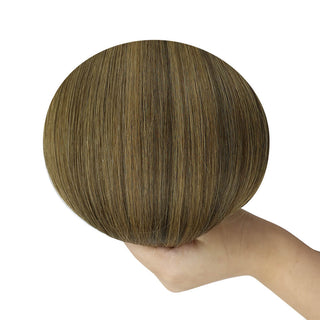 Full Shine Flat Silk Weft Virgin PU Sew In Human Hair Extensions Balayage (#DU)
