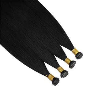 Full Shine Genius Weft Hair Extensions 100% Virgin Human Jet Black (#1)