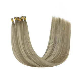 Full Shine Hand Tied Weft Hair Extensions 100% Virgin Human Balayage (#8/8/613)
