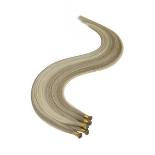Full Shine Hand Tied Weft Hair Extensions 100% Virgin Human Balayage (#8/8/613)-Virgin Handmade Hair Weft-Full Shine