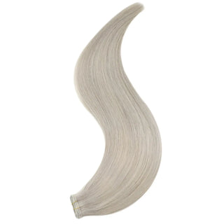 Full Shine virgin hair blonde hair extensions invisible weft with lifted ashy blonde tones for natural cool-toned dimension