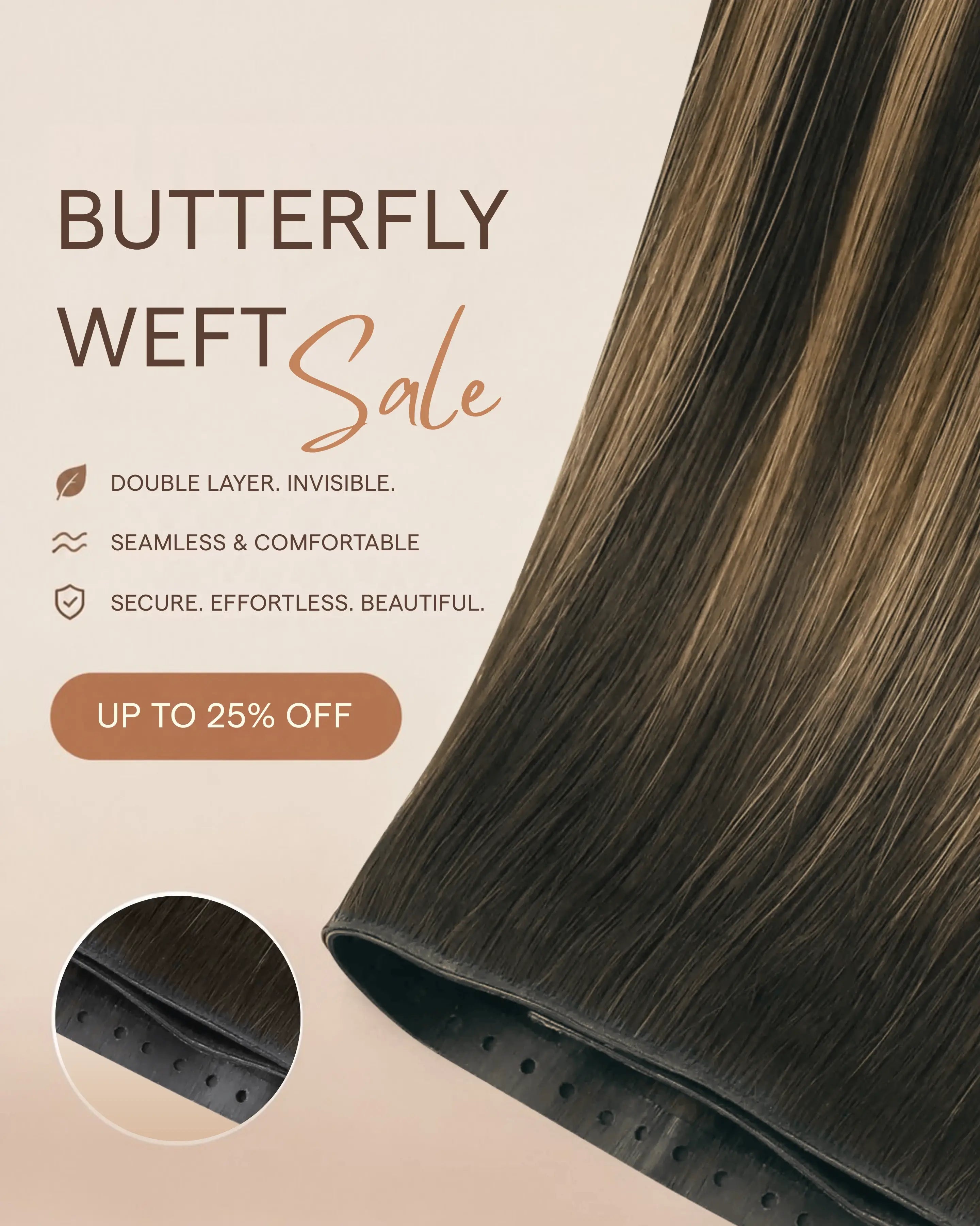 Full Shine virgin hair butterfly weft extensions flash sale 25% off lightweight seamless soft and natural volume hair extensions