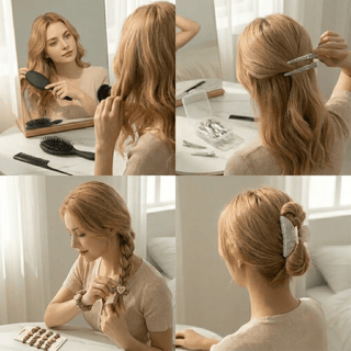 Hair Styling Bundle Set - Comb, Brush, Scrunchies, Clips and Shark Clip