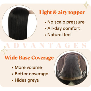 full coverage hair topper, black real human hair, clip in crown filler, natural scalp effect, seamless base design, breathable mesh insert, virgin hair strands, top of head volume boost, realistic hairline for women, thinning hair coverage, hair blending piece, soft root finish, hair extension topper, premium hair loss solution, invisible part insert, scalp matching piece, crown enhancer hairpiece, full shine human hair, dark hair topper, daily topper for fine hair