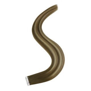 Balayage brown virgin hair tape in extensions from Full Shine add dimensional brown tones and a salon-quality finish.