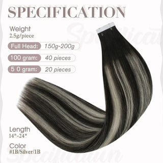 Full Shine natural black highlight tape ins use real human hair for soft texture and natural-looking color depth.