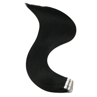 Full Shine real human hair tape ins in jet black deliver natural movement, softness, and long-lasting beauty.