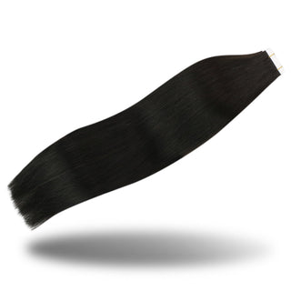 Full Shine real human hair tape ins in natural black create natural movement and beautiful everyday volume.