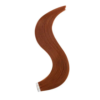 Full Shine red hair tape in extensions feature virgin human hair with a beautiful copper red tone.