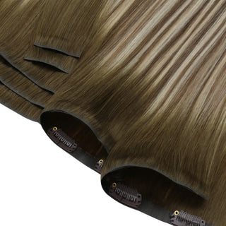 Full shine Balayage Blonde 100 human hair clip in extensions offer zero synthetic mix for purity seekers.