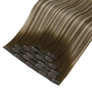 Full shine Balayage Blonde hair clip in is easy beauty storage for college dorm girls.
