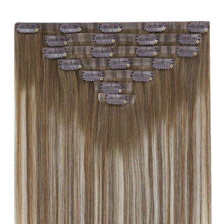 Full shine Balayage Brown clip in allows for stunning volume swapping in fashion shows.