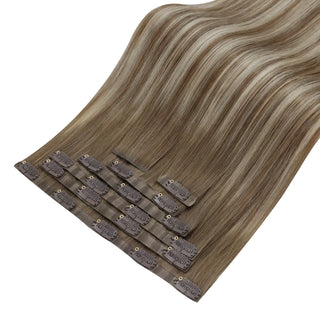 Full shine Balayage Brown extension hair clips serve as essential parts for long hair enthusiasts.