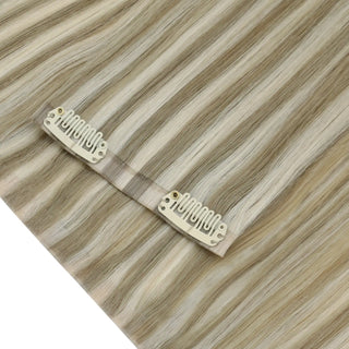 Full shine Blonde Highlights best one piece clip in hair extensions offer complete sleek coverage.