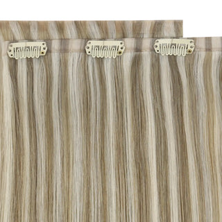 Full shine Blonde Highlights hair clip ons provide vibrant sleek color options for cosplay.