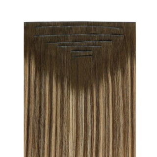 Full shine Brown Balayage cheap clip in hair extensions offer experimenters a low cost hair makeover.