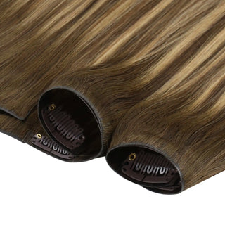 Full shine Brown Balayage clip in extension for hair serves as a multi purpose hair tool.