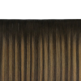 Full shine Mocha_Brown_Balayage_real_hair_extensions offering beauty enthusiasts a glossy refined style.
