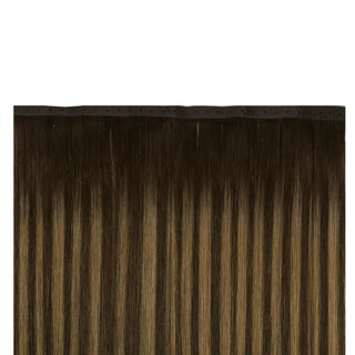 Virgin XO Invisible Weft with PU Hole Hair Extensions Brown Balayage #DU
