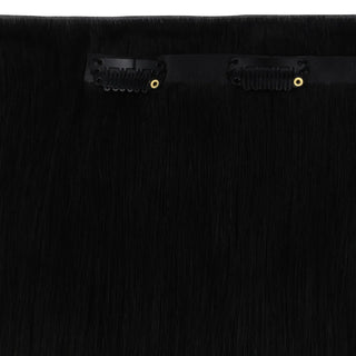 Full shine Off Black clip in hair extensions are perfect for bridal parties seeking a sleek waist length look.