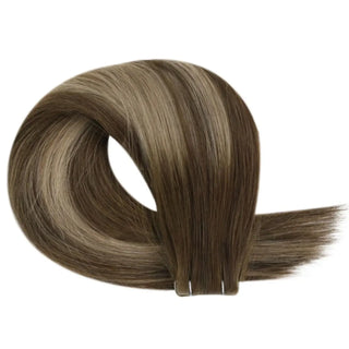 Fullshine brown balayage tape ins offering realistic highlight blending.