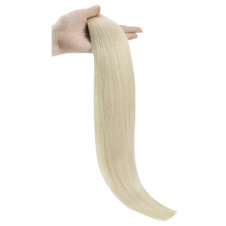Ultra-bright bleach blonde Fullshine wefts offering a clean blonde finish.