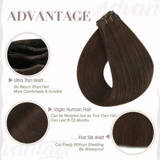Dark brown Fullshine virgin hair offering rich color and seamless installation.