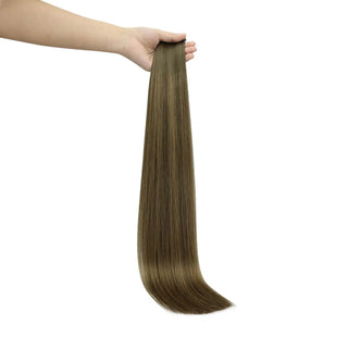 Fullshine balayage extensions offering brown depth and blonde contrast.