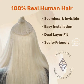 XO Fullshine Platinum Blonde Virgin Hair Extensions, Invisible Weft, 24 Inches, Real Human Hair, Soft and Silky Texture, High-Quality, Lustrous Platinum Blonde, Non-Tangling, Lightweight, Full Volume, Long-lasting, Healthy Hair, Tangle-Free, Comfortable Fit, Easy Application, Glossy Finish
