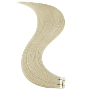 Fullshine tape in platinum blonde hair provides smooth, icy blonde dimension.