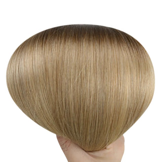 Premium blonde balayage virgin hair extensions by Fullshine for multi-dimensional blonde.