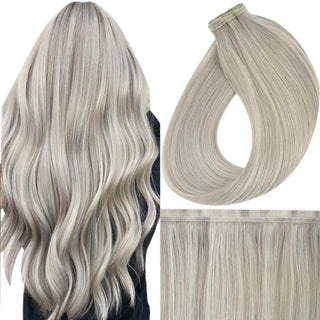 Fullshine ashy blonde virgin hair with subtle lowlights for a cool multi-tone finish.
