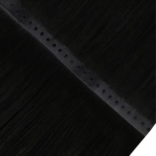 Fullshine Virgin Hair Butterfly Weft in Black with Silver Blonde Highlights is perfect for blending colors and versatile styling.
