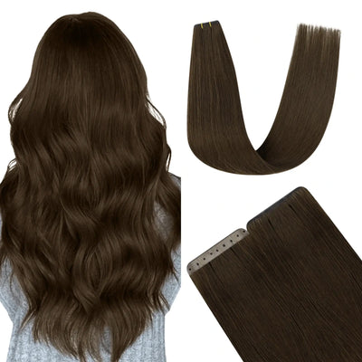 Fullshine Virgin Hair Extensions, Seamless Invisible Weft, Medium Brown Color, 22 Inches, Real Human Hair, Smooth Texture, High-Quality Extensions, Natural Look, Long-lasting, Comfortable Fit, Tangle-Free, Soft and Silky, Easy Installation, Healthy Hair, Full Volume, Non-Shedding