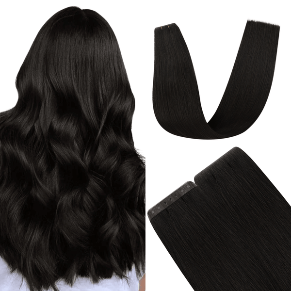 Fullshine Virgin Hair Extensions, Seamless Invisible Weft, Off Black Color, 22 Inches, Real Human Hair, Smooth Texture, High-Quality, Natural Black Hair, Comfortable Fit, Long-lasting, Tangle-Free, Healthy Hair, Soft and Silky, Easy to Install, Full Volume