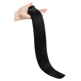 Jet black Fullshine invisible and flat silk wefts for natural density and length.
