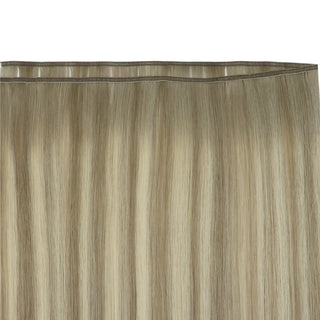 Fullshine premium virgin hair with ash brown softness and bright blonde ribbons.