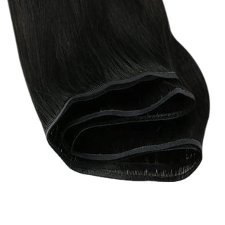 Virgin off black hair extensions from Fullshine for subtle natural coverage.