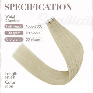Fullshine platinum blonde tape ins deliver ultra-light, cool-toned blonde brightness.
