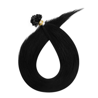 Full Shine K Tip Hair Extensions 100% Virgin Human Hair Jet Black (#1)-Virgin K Tip Extension-Full Shine