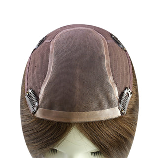 medium brown crown topper, real hair extension for thinning, breathable monofilament base, natural scalp coverage, clip in human hairpiece, thinning solution for women, full shine real strands, high density topper, virgin remy hair, natural blend insert, scalp illusion finish, seamless fit topper, root match extension, realistic hairline topper, parting ready hair patch, lightweight topper design, discreet base insert, comfort fit topper