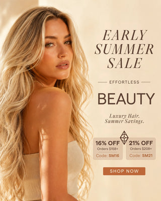 Full Shine hair extensions Summer Vacation Season sitewide promotion up to 21% OFF luxury virgin hair bundles and tape in extensions deals USA.