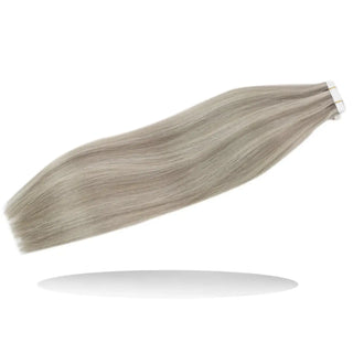 Blonde lowlights tape ins deliver contrast to bright blonde for realistic blending.