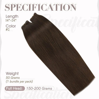 Fullshine dark brown flat silk weft providing soft texture and lightweight wear.