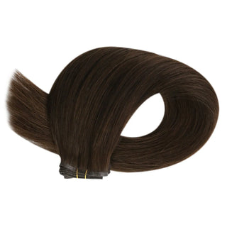 Fullshine natural dark brown wefts offering a classic rich brown shade.
