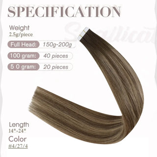 Fullshine balayage brown tape ins deliver sun-kissed tones with smooth virgin hair.