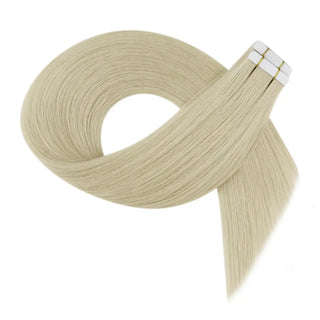 Virgin platinum blonde extensions offer a pure blonde color with seamless blending.