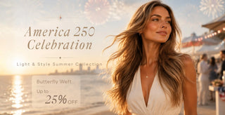 luxury hair extensions campaign inspired by america celebration summer glow blonde hair model editorial beauty style